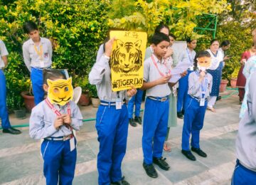 Special assembly on International tigers day...conducted by Sameer house.